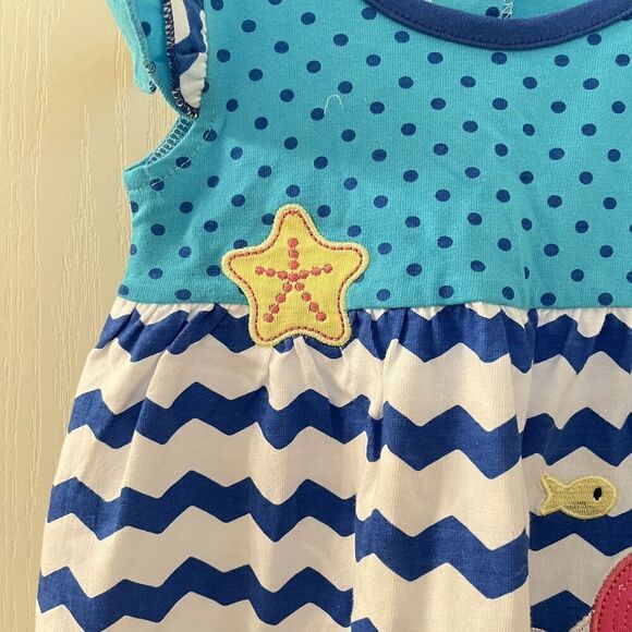 Nannette Applique Blue Mermaid Tunic and Leggings 2-PC Set Girls Size 3T NWT - Picture 5 of 13